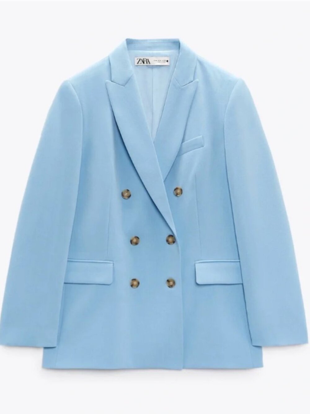Zara Triple Breasted Light Blue Blazer Size S